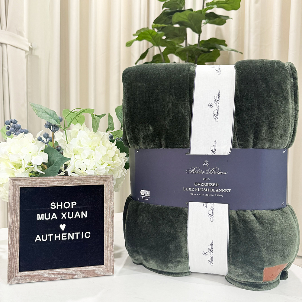 Chăn Brooks Brothers Oversized Luxe Plush - Queen, Thyme