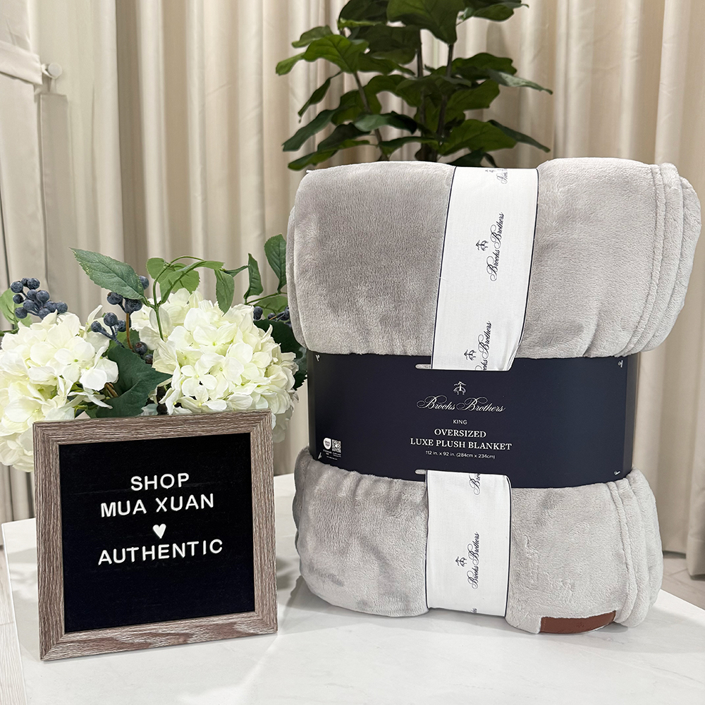 Chăn Brooks Brothers Oversized Luxe Plush - King, Glacier Grey