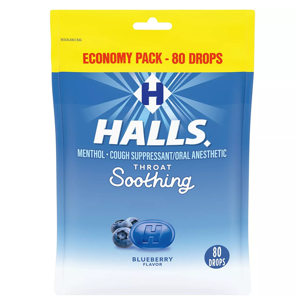 Kẹo ngậm Halls Throat Soothing - Blueberry, 80 viên