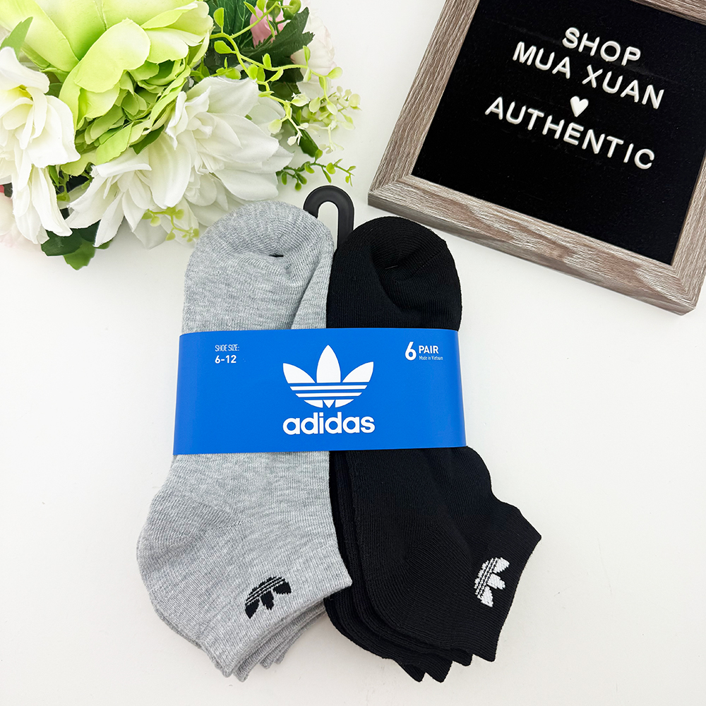 Vớ Adidas Originals Trefoil Low-Cut - Set 6 đôi, Black/Grey