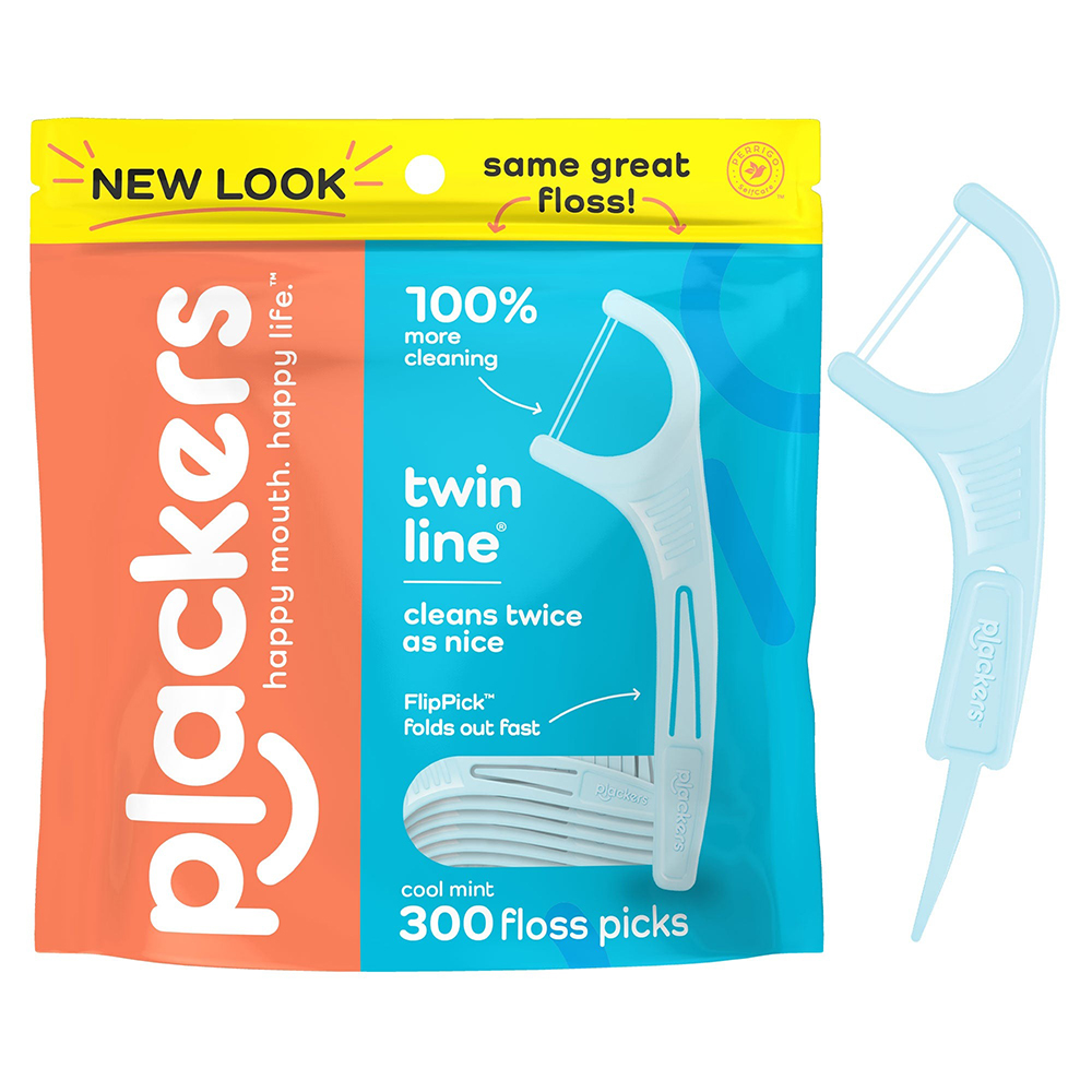 Tăm chỉ nha khoa Plackers Twin-Line Cool Mint, 300 cây
