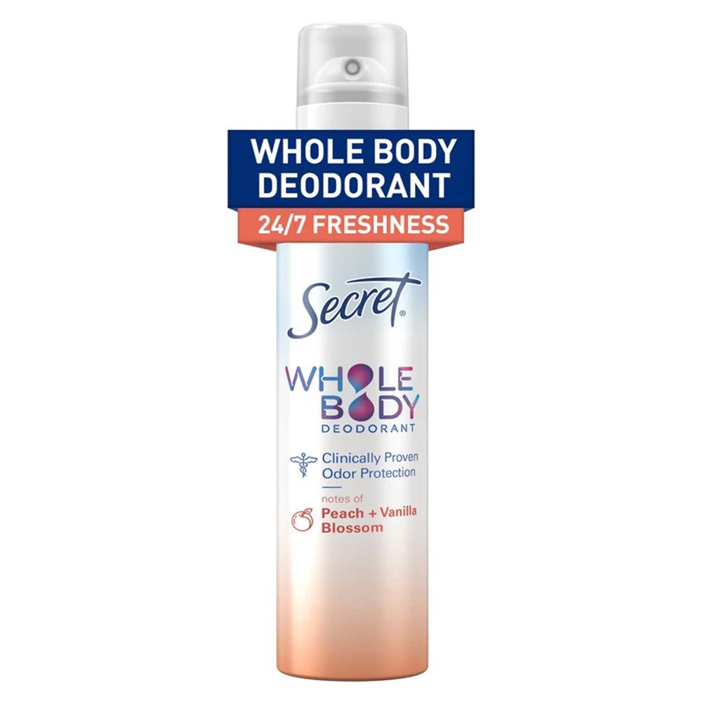 Xịt khử mùi toàn thân Secret Whole Body Deodorant - Peach + Vanilla Blossom, 99g