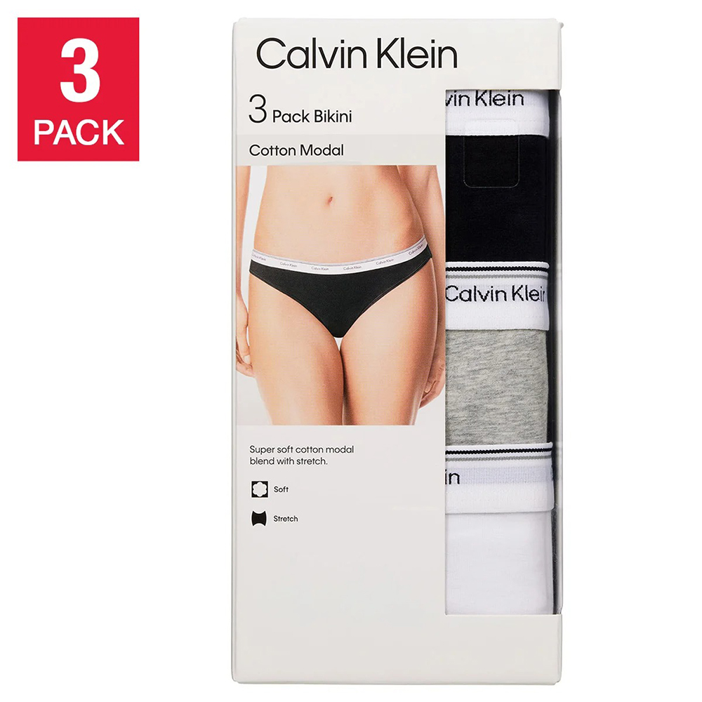 Set 3 quần Calvin Klein Women’s Bikini - Black/Grey/White, Size XS