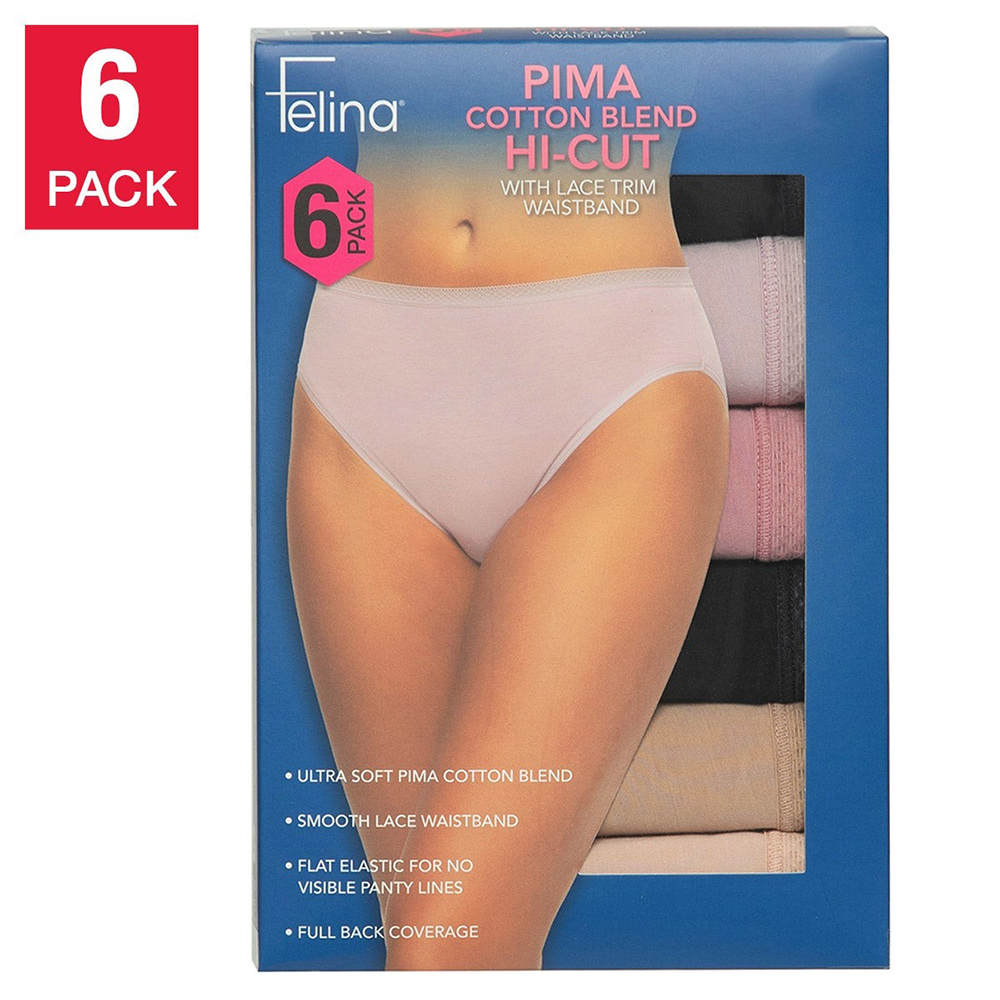 Set 6 quần Felina Women's Hi-Cut with Lace Trim, Size S