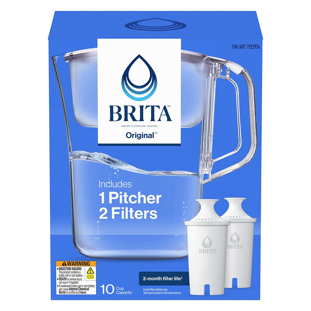 Bộ bình lọc nước Brita Champlain Water Filter Pitcher + 2 lõi lọc, White