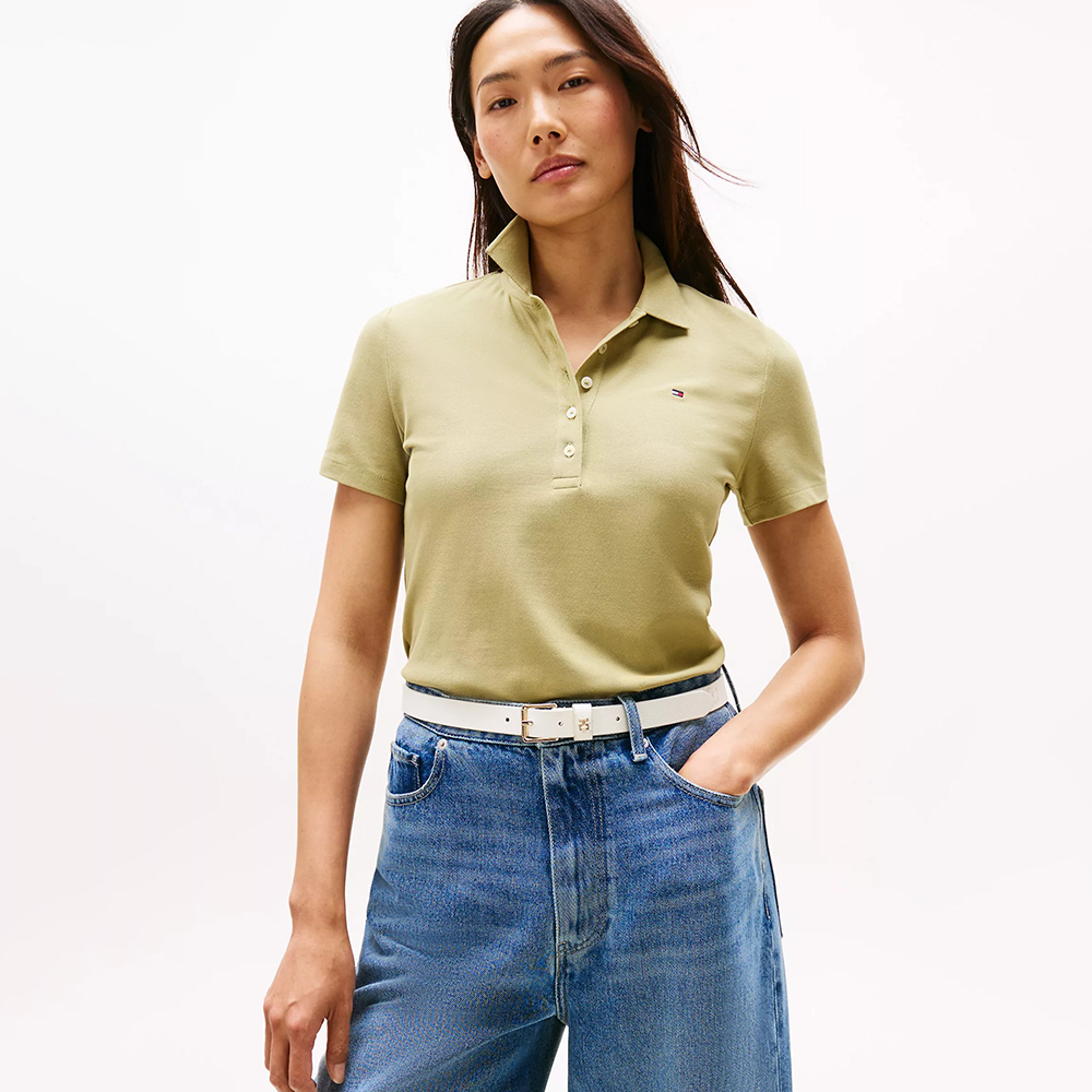 Áo Tommy Hilfiger Stretch-Cotton Polo - Faded Olive, Size L