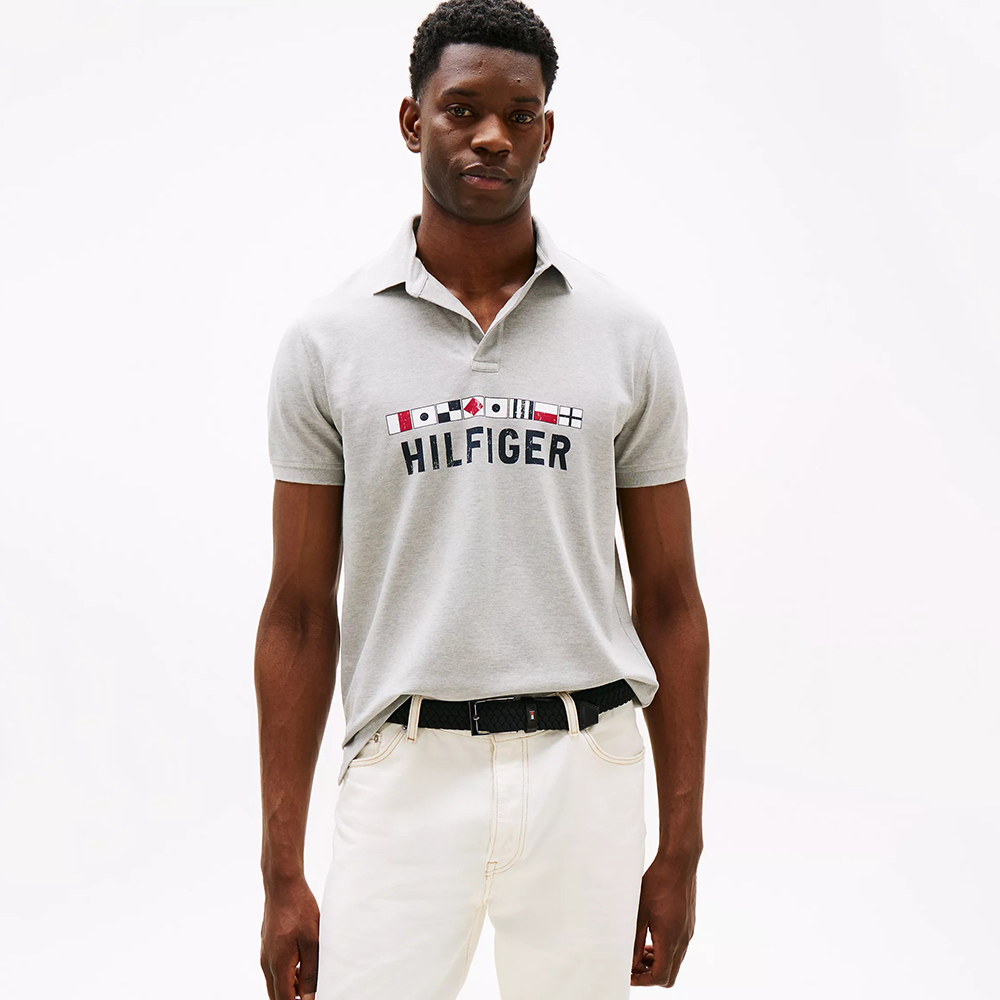 Áo Tommy Hilfiger Regular Fit Nautical Graphic Logo Polo - Grey Heather, Size M