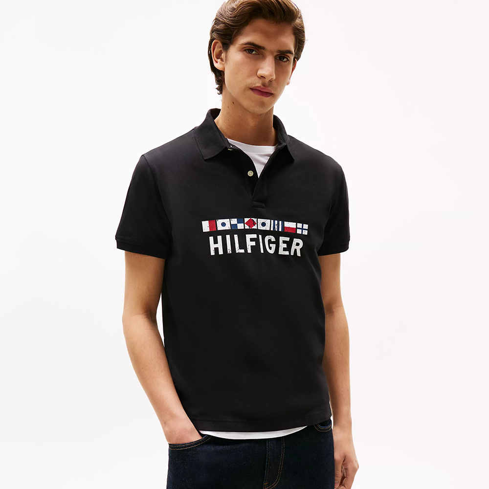 Áo Tommy Hilfiger Regular Fit Nautical Graphic Logo Polo - Black, Size M