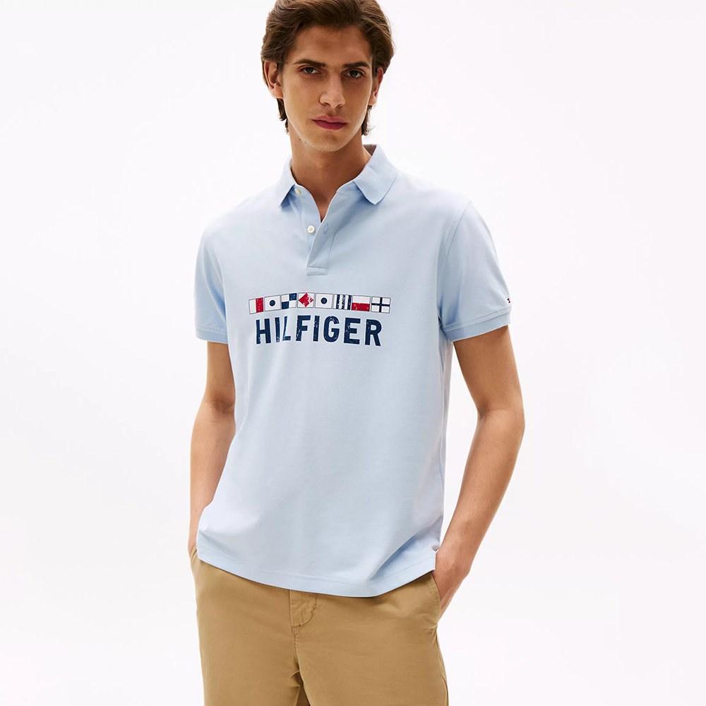 Áo Tommy Hilfiger Regular Fit Nautical Graphic Logo Polo - Breezy Blue, Size S