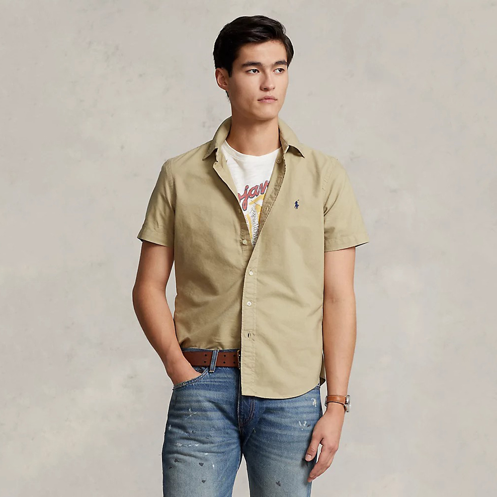 Áo Polo Ralph Lauren Classic Fit Garment-Dyed Oxford - Surrey Tan, Size S
