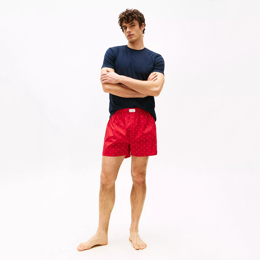 Tommy Hilfiger T-Shirt & Woven Short Sleep Set - Navy/Red Logo, Size M