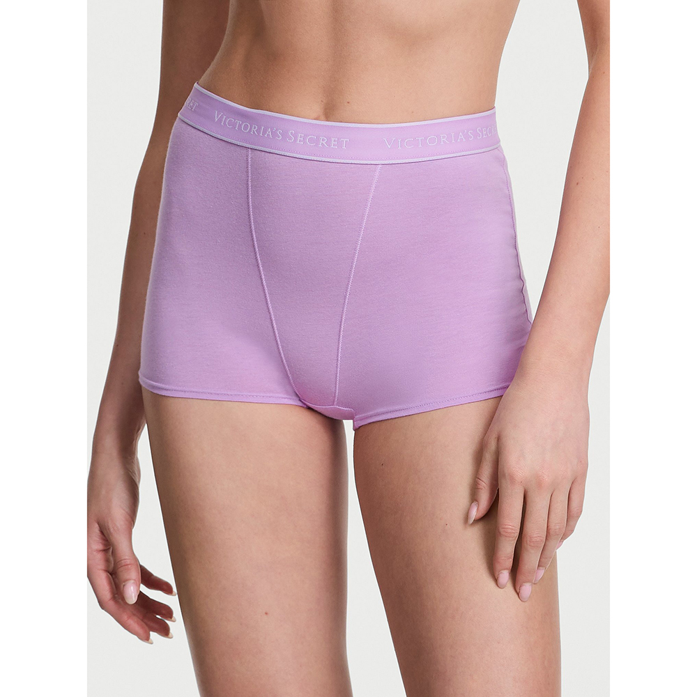 Quần lót Victoria's Secret Logo Cotton High-Waist Boyshort - Light Lilac, Size M