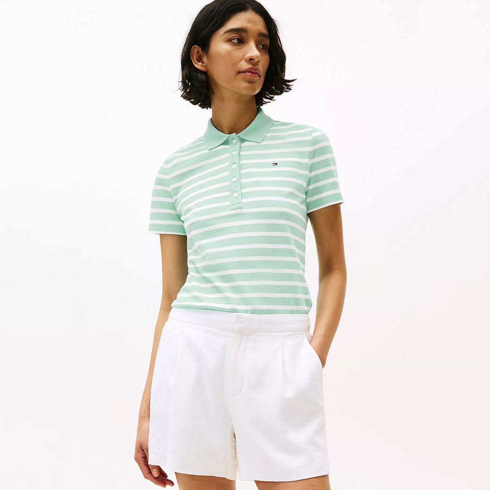 Áo Tommy Hilfiger Classic Fit Stripe Stretch-Cotton Polo - Mint, Size XS