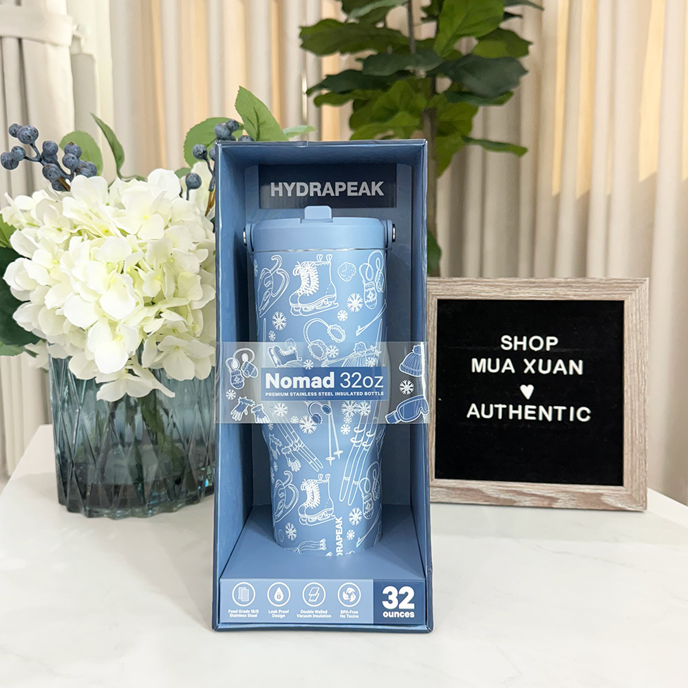 Bình giữ nhiệt Hydrapeak Nomad Bottle With Handle And Straw Lid - Modern Blue, 946ml