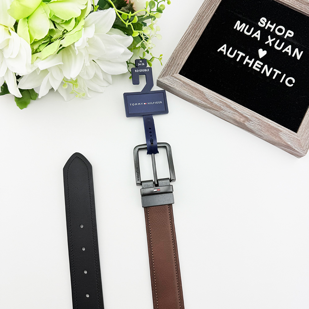 Thắt lưng Tommy Hilfiger Reversible - Brown/Black, Size XL (42-44)