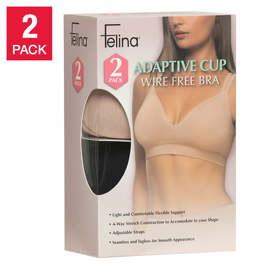 Set 2 áo Felina Adaptive Cup Wire Free Bra - Black/Nude, Size M
