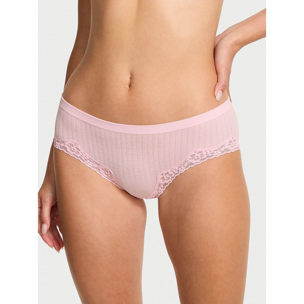 Quần lót Victoria's Secret Seamless Rib Lace-Trim Hiphugger - Pretty Blossom, Size L