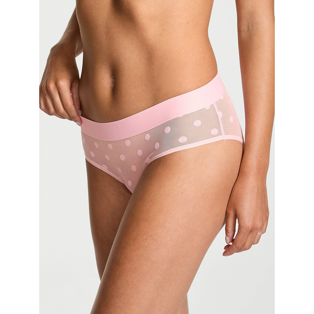 Quần lót Victoria's Secret Sheer Heritage Logo Hiphugger - Pretty Blossom, Size XS