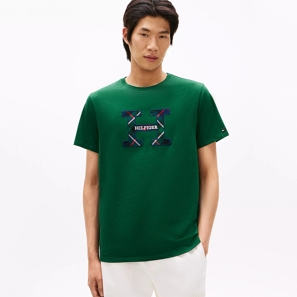 Áo Tommy Hilfiger Plaid Monogram Logo - Ornamental Green, Size M