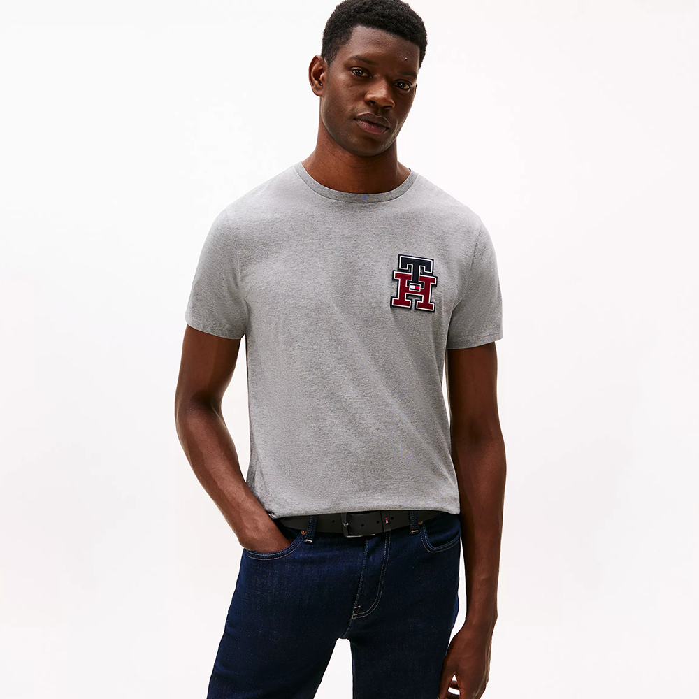 Áo Tommy Hilfiger Textured Monogram Logo - Grey Heather, Size S