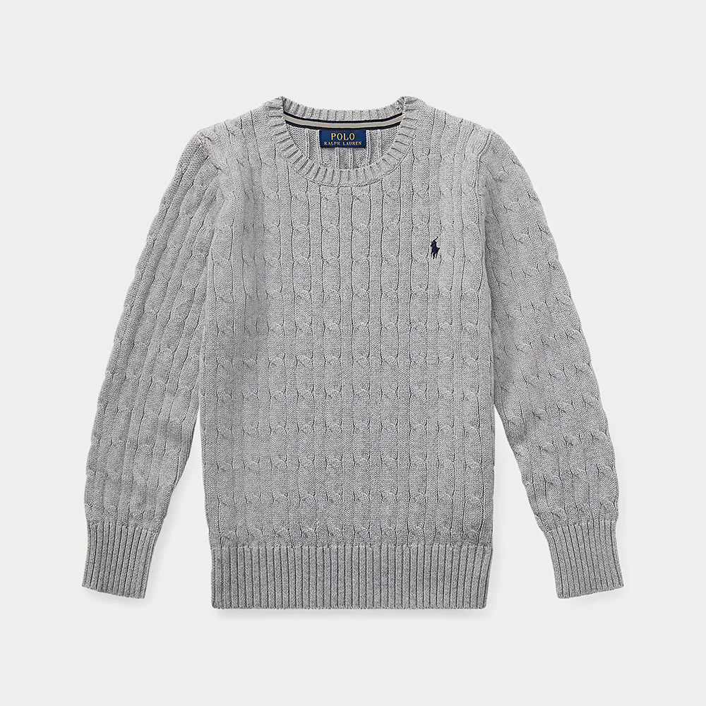 Áo Polo Ralph Lauren Cable-Knit Cotton Sweater - Andover Heather, Size L(14-16)