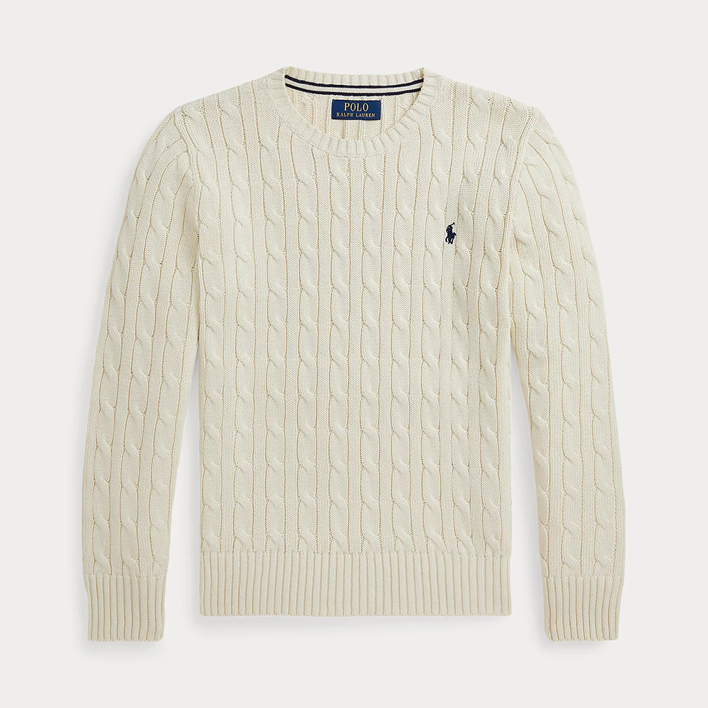 Áo Polo Ralph Lauren Cable-Knit Cotton Sweater - Andover Cream, Size XL(18-20)
