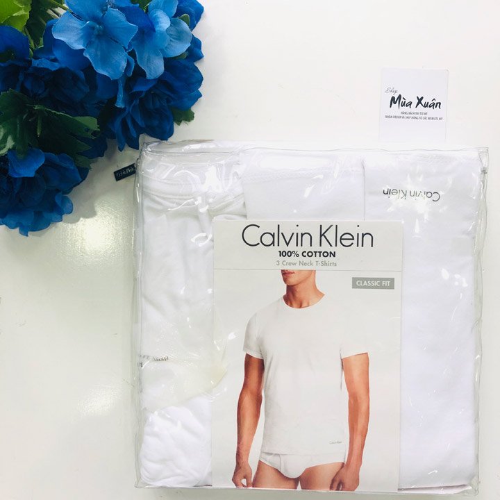 Set 3 áo Calvin Klein Classic Fit Crew Neck - White, Size M - Shop Mùa Xuân