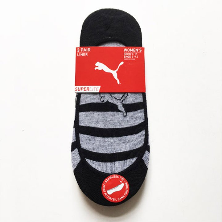 [THANH LÝ] Puma Women's Liner Socks - Set 3 đôi, White/Black/Gray