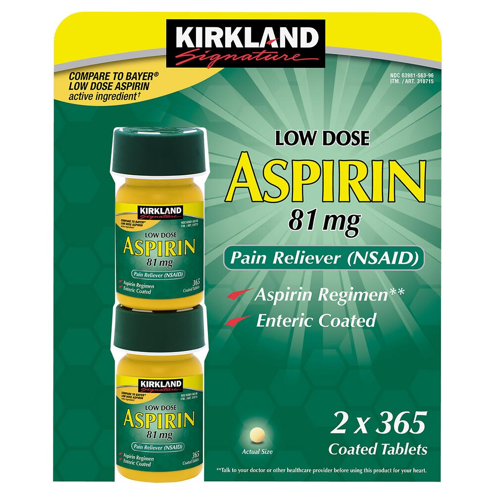 Kirkland Signature Low Dose Aspirin 81mg, 2 x 365 viên