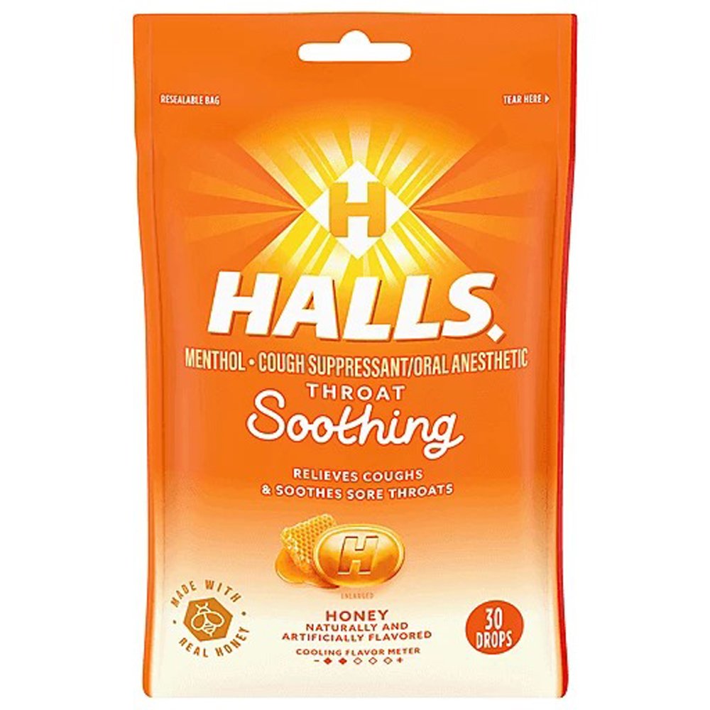 Kẹo ngậm Halls Throat Soothing - Honey, 30 viên