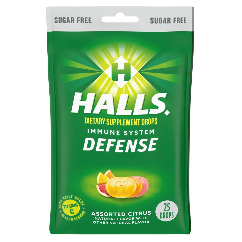 Kẹo ngậm Halls Defense Sugar Free - Assorted Citrus, 25 viên