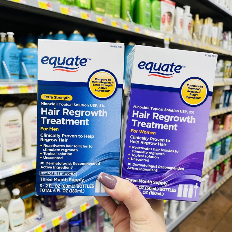 Thuốc mọc tóc Equate Men's Minoxidil Topical Solution for Hair Regrowth, 3  x 60ml - Shop Mùa Xuân