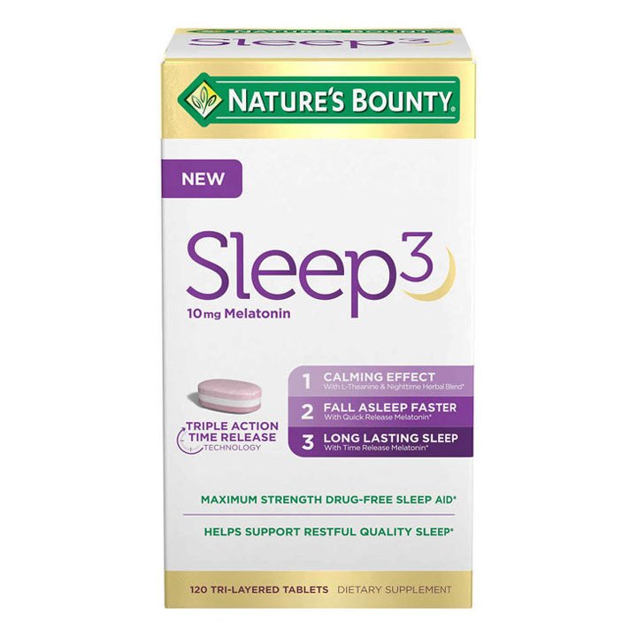 Viên uống Nature's Bounty Sleep3 Melatonin 10mg, 120 viên