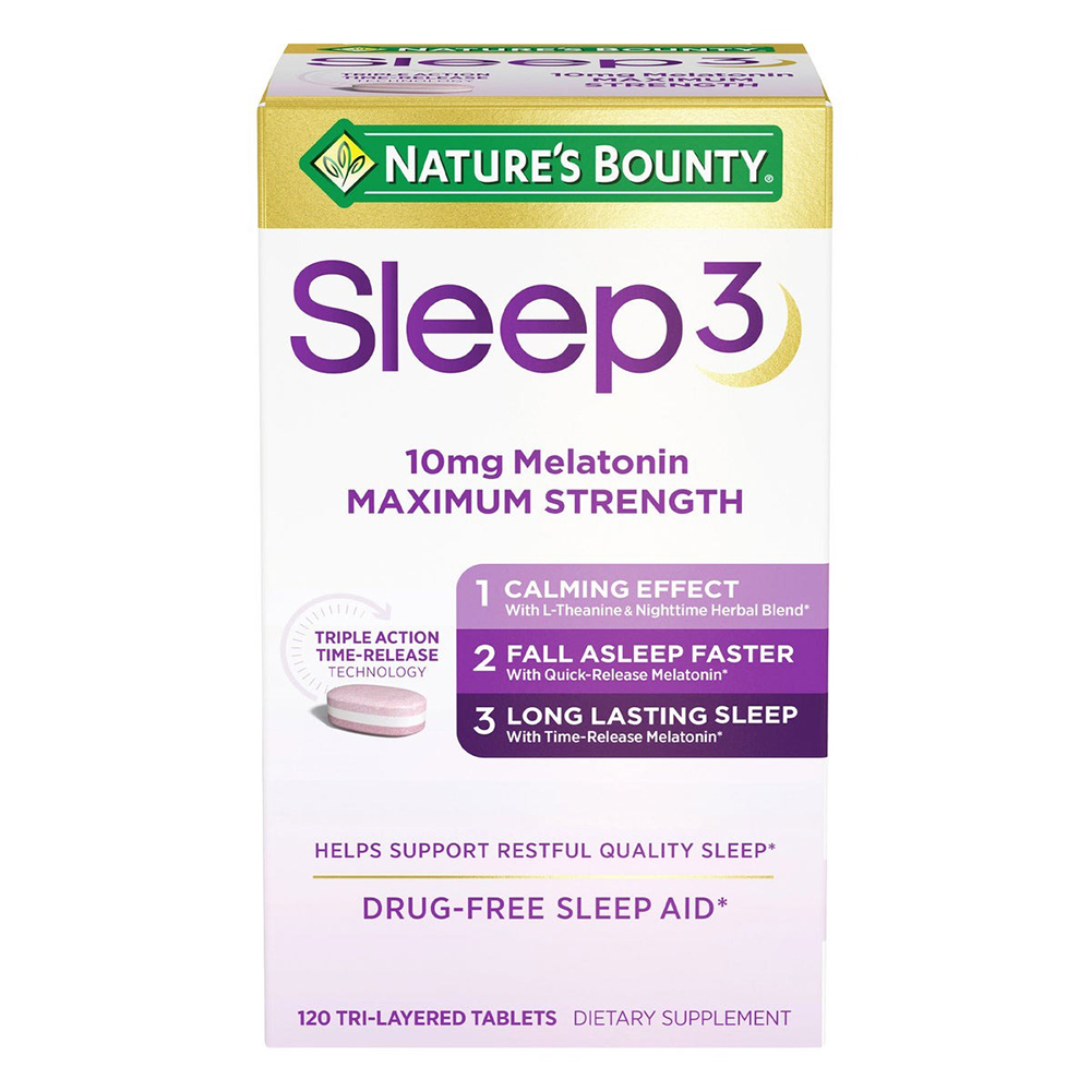 Viên uống Nature's Bounty Sleep3 Melatonin 10mg, 120 viên