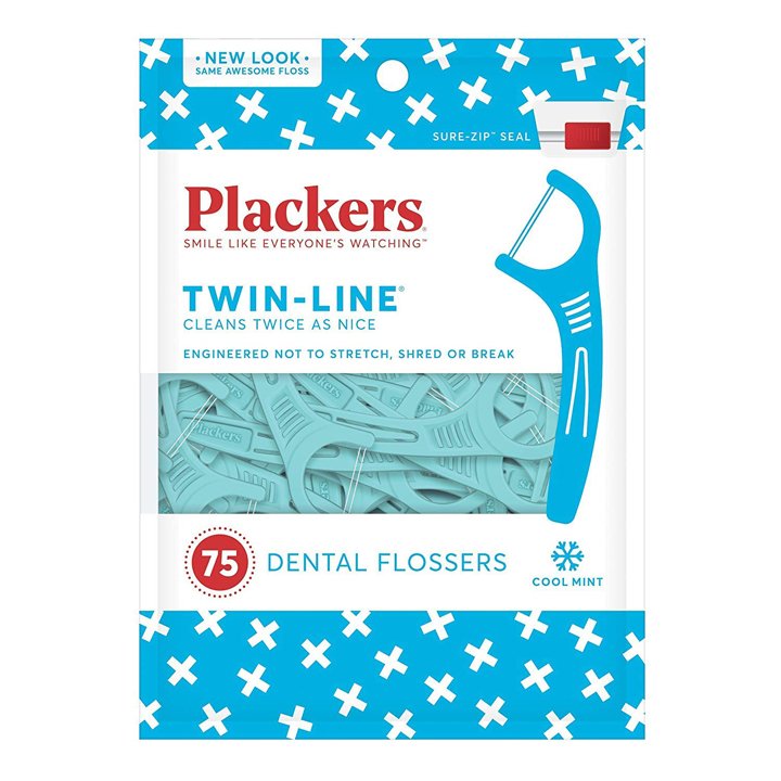 Tăm chỉ nha khoa Plackers Twin-Line Cool Mint, 75 cây