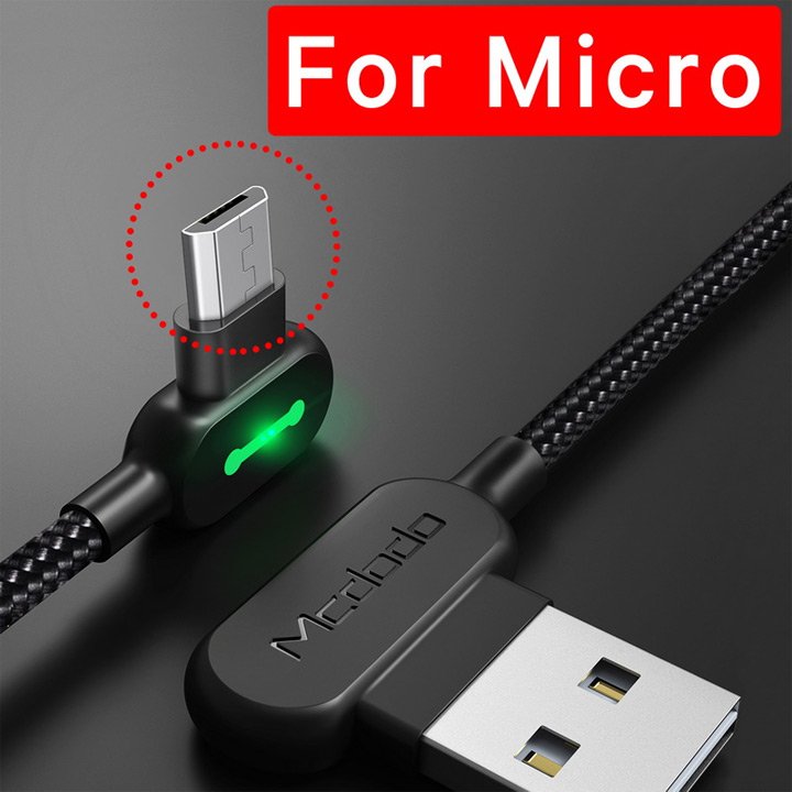 [THANH LÝ] Dây sạc MCDOCO 90 Degree 1.8m - Micro, Black